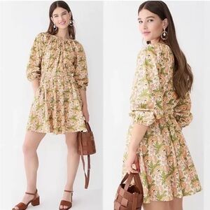 J. Crew Liberty collab Smocked-waist mini dress Myra Butterfield Poppy prairie S